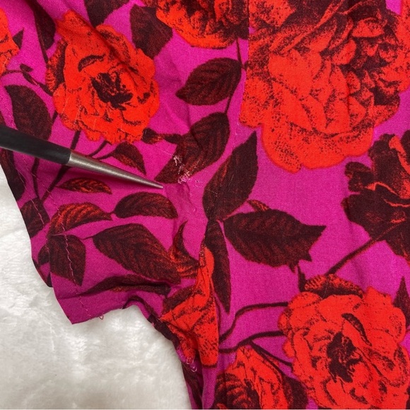 Abel the Label Floral Flutter Sleeve Fucshia Pink Red High Low Maxi Dress Medium - Picture 10 of 15